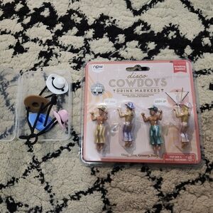 Disco Cowboys Drink Markers Set + Western Hat Straw Toppers